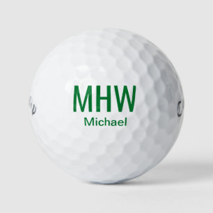 Modern Green Monogrammed Golfballen