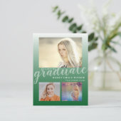 Modern Green Ombre Afstuderen Graduation Party Briefkaart (Staand voorkant)