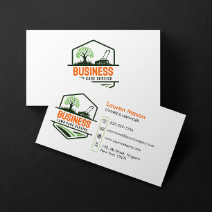 Modern Green Orange LawnCare Service Maai Landscha Visitekaartje