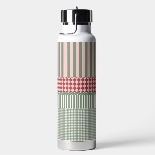 Modern Green Pattern Personalized Water Bottle Waterfles (Rechts)