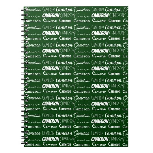 Modern Green Personalized Name Collage Notitieboek (Voorkant)