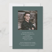 Modern Green Photo Afstuderen Aankondiging (Achterkant)