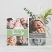 Modern Green Photo Collage Baby shower script Bedankkaart (Staand voorkant)