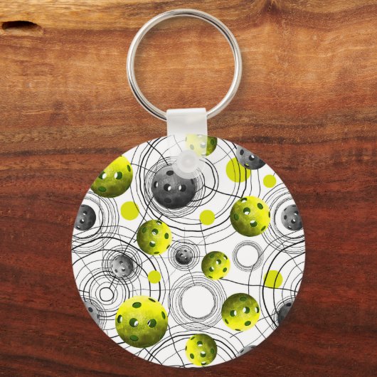 Modern Green Pickleball Sleutelhanger (Voorkant)