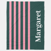 Modern green & pink white monogram name fleece deken (Voorkant)