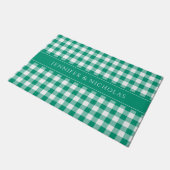 Modern Green Plaid Gingham naam Deurmat (Schuin)