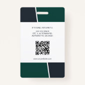 Modern Green Professional Employee Photo ID Badge (Achterkant)