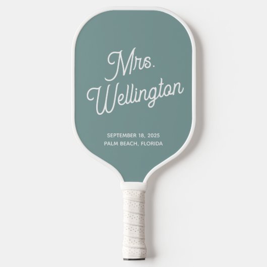 Modern Green Script Bride Wedding Pickleball Paddle (Voorkant)