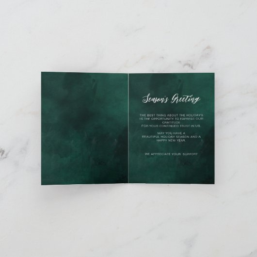 Modern Green Silver Snowflakes Business Feestdagen Kaart (Binnen)