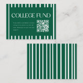 Modern Green Striped College Fund QR Code Informatiekaartje (Voorkant / Achterkant)