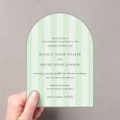 Modern Green Stripes Elegant Wedding Acryl Uitnodigingen (Insitu (Draagbaar))