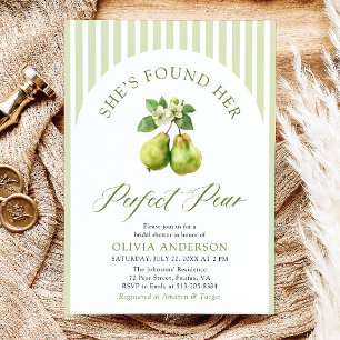 Modern Green Stripes Perfect Pear Vrijgezellenfees Kaart