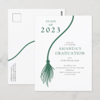 Modern Green Tassel Graduation Party Briefkaart