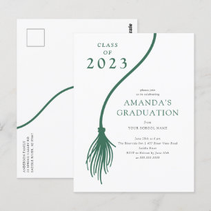 Modern Green Tassel Graduation Party Briefkaart