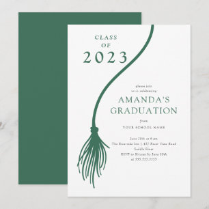 Modern Green Tassel Graduation Party Invitation Kaart