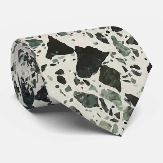 Modern Green Terrazzo Stropdas (Opgerold)