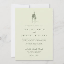Modern Green Tree Forest rustieke bruiloft uitnodi Kaart