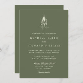 Modern Green Tree Forest rustieke bruiloft uitnodi Kaart