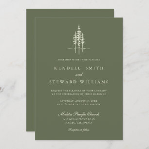 Modern Green Tree Forest rustieke bruiloft uitnodi Kaart