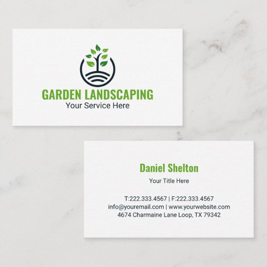 Modern Green Tree Growth Logo Business Card Visitekaartje (Voorkant / Achterkant)