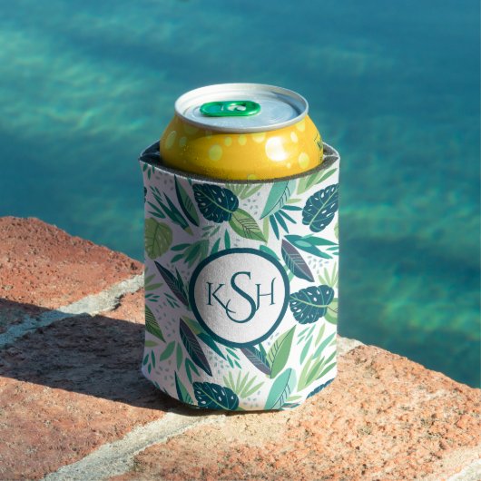 Modern Green Tropical Leafs Pattern Blikjeskoeler (Insitu Zwembad)