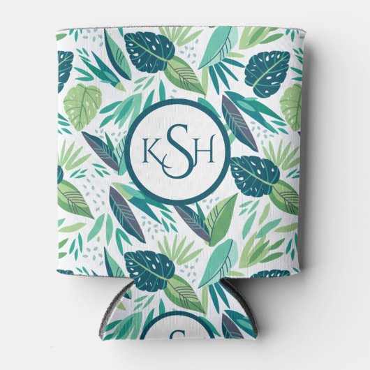 Modern Green Tropical Leafs Pattern Blikjeskoeler (Voorkant)