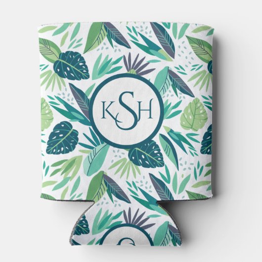 Modern Green Tropical Leafs Pattern Blikjeskoeler (Achterkant)