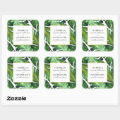 Modern Green Tropical Leaves Wedding Vierkante Sticker (Vel)