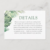 Modern Green Tropical Wedding Details Informatiekaartje (Voorkant)