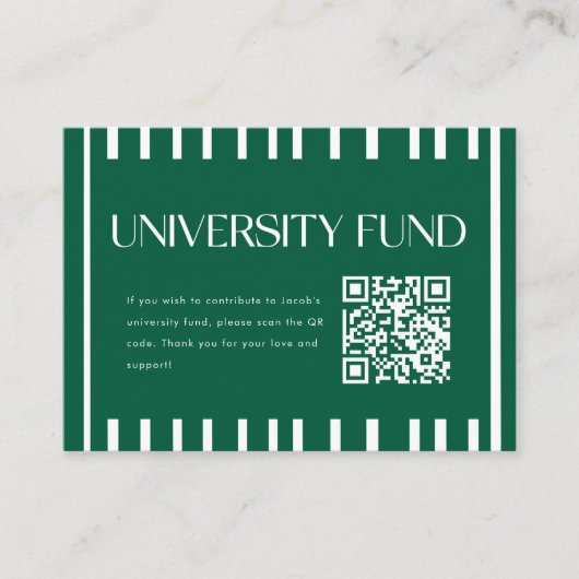 Modern Green University Fund QR Code Graduation Informatiekaartje (Voorkant)