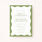Modern Green Wavy Frame Wedding Invitation