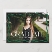 Modern Green Wavy Lijst Afstuderen Foto Afstuderen Aankondiging (Voorkant)