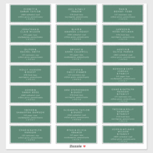 Modern Green Wedding Guest Adresetiketten Sticker