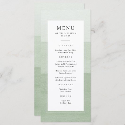 Modern Green Wedding Menu (Voorkant / Achterkant)
