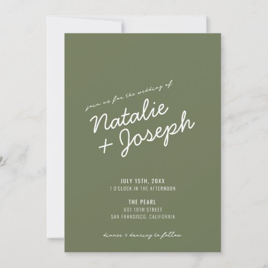 Modern Green Whimsical Summer QR Code Wedding Kaart (Voorkant)