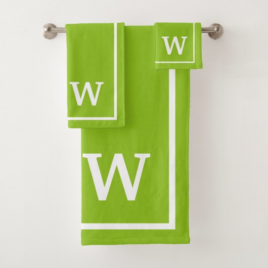 modern Green White Personalized Monogram (En situation)