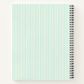 Modern Green & White Stripes Monogram Name Notitieboek (Achterkant)