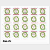Modern Green Wreath Merry Christmas Personalized Vierkante Sticker (Vel)
