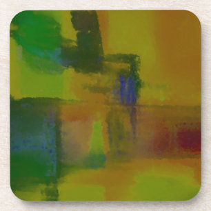 Modern Green Yellow Abstract Bier Onderzetter