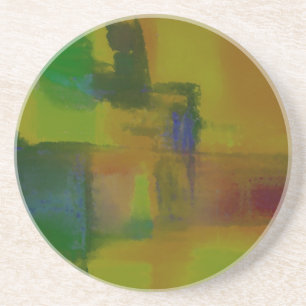 Modern Green Yellow Abstract Zandsteen Onderzetter