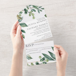 Modern Greenery All in One Wedding Invitation Uitnodiging
