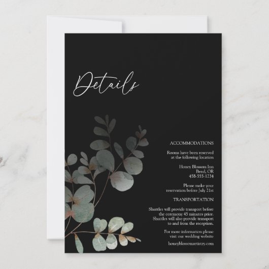 Modern Greenery Black Monogram in één keer Kaart (Achterkant)