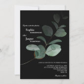 Modern Greenery Black Photo Wedding Kaart (Voorkant)