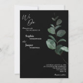 Modern Greenery Black we wedden Kaart (Voorkant)