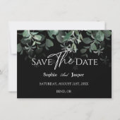 Modern Greenery Black Wedding Flat Save the Date (Voorkant)