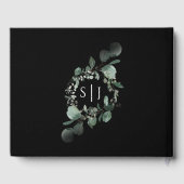 Modern Greenery Black Wedding Guest Book Gastenboek (Achterkant)