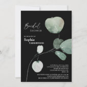 Modern Greenery Black Wedding Vrijgezellenfeest Kaart (Voorkant)