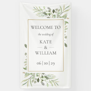 Modern Greenery Botanical Wedding Welcome Sign Spandoek