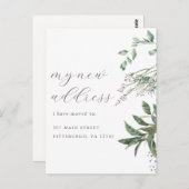Modern Greenery Change of Address Moving Briefkaart (Voorkant / Achterkant)