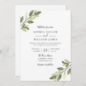 Modern Greenery Elegant Wedding Kaart (Voorkant / Achterkant)